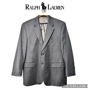 Ralph Lauren Gray Pinstriped Wool Sport Coat Suit blazer Jacket Size 44R